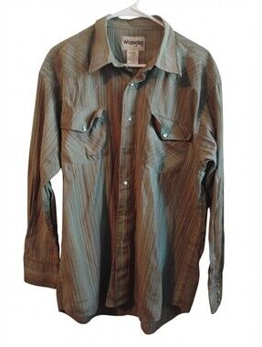 Fox Fire Sportswear Men's Long Sleeve Button-Up Shirt Size Large Brown Olive
